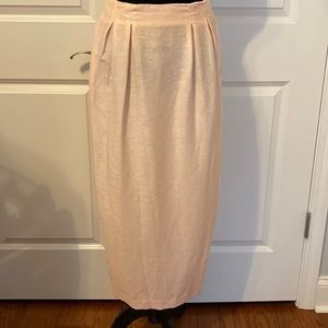 Baronesa soft pink linen straight classic long skirt- size 10